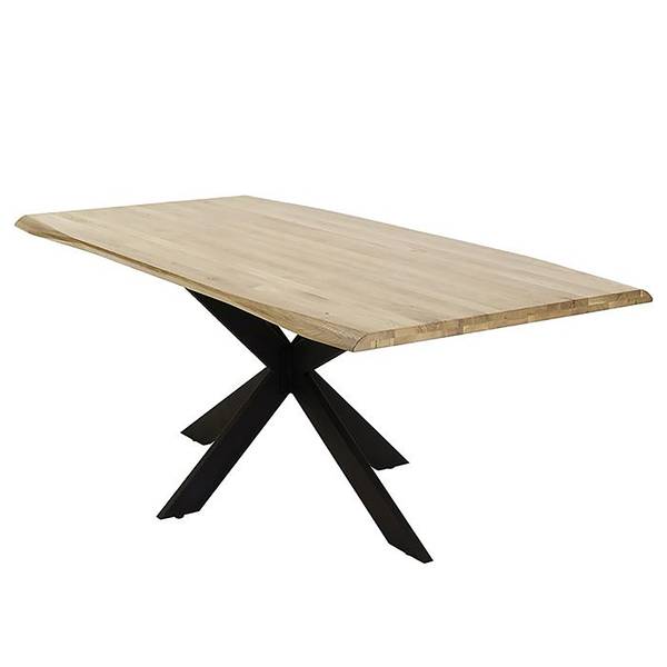 Eettafel Ikabar met houten tafelblad massief eikenhout/staal - Breedte: 200 cm