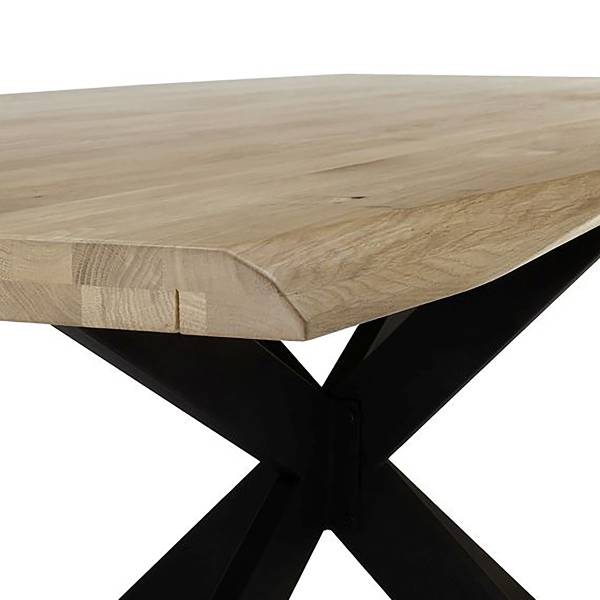 Eettafel Ikabar met houten tafelblad massief eikenhout/staal - Breedte: 200 cm