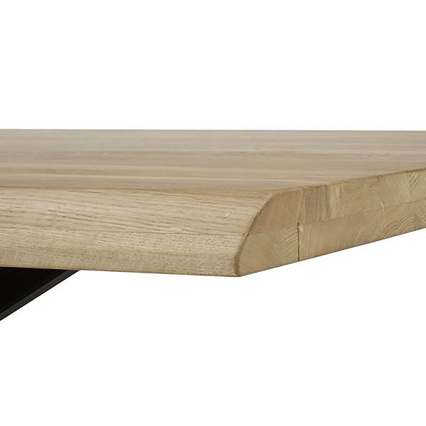 Eettafel Ikabar met houten tafelblad massief eikenhout/staal - Breedte: 200 cm