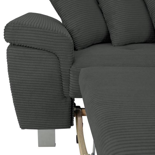 Divano letto angolare Laqun Velluto a coste Zuri: color grafite - Penisola preimpostata a destra