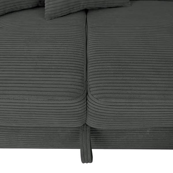 Divano letto angolare Laqun Velluto a coste Zuri: color grafite - Penisola preimpostata a destra