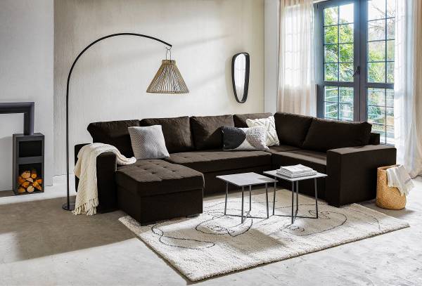 Zithoek Lusava met slaapfunctie geweven stof Saba: espresso