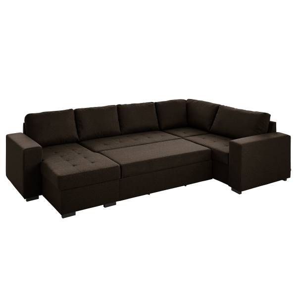 Zithoek Lusava met slaapfunctie geweven stof Saba: espresso