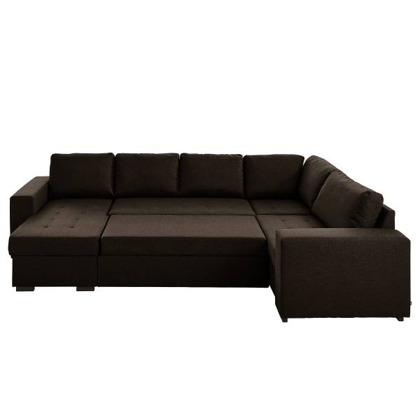 Zithoek Lusava met slaapfunctie geweven stof Saba: espresso