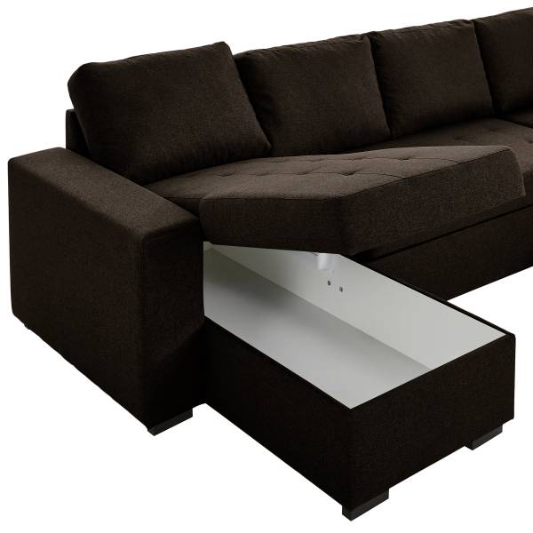 Zithoek Lusava met slaapfunctie geweven stof Saba: espresso