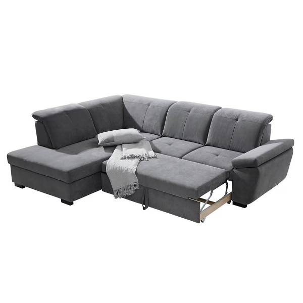 Ecksofa Fertica mit Schlaffunktion Ottomane davorstehend links