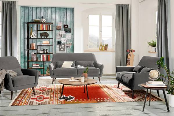 Canapé 3 places Jovova Velours Ravi: Taupe