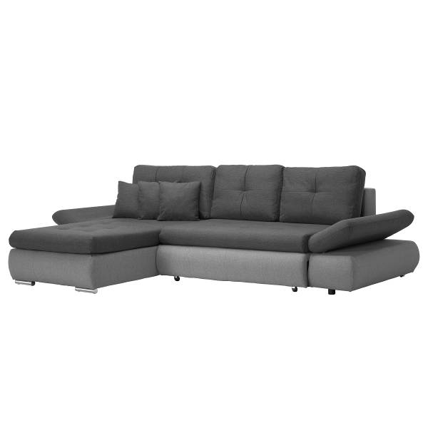 Ecksofa Lepelle mit Schlaffunktion Grau - Webstoff - 302 x 87 x 187 cm