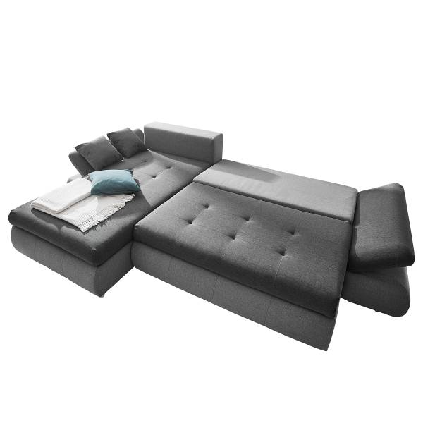 Ecksofa Lepelle mit Schlaffunktion Grau - Webstoff - 302 x 87 x 187 cm