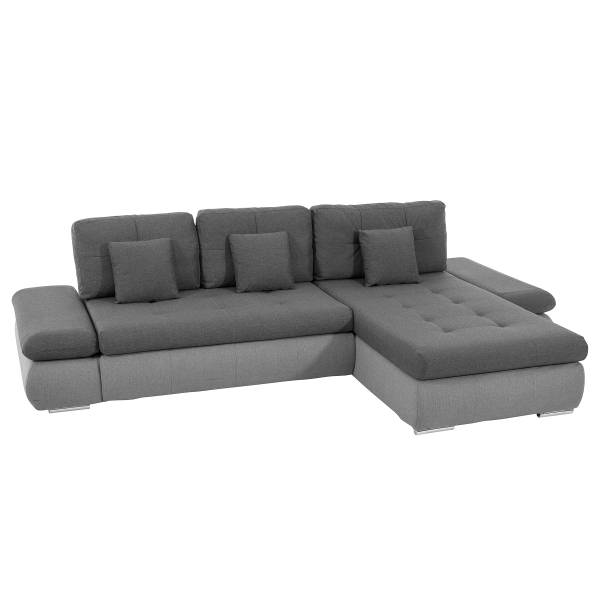 Ecksofa Lepelle mit Schlaffunktion Grau - Webstoff - 302 x 87 x 187 cm