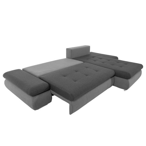 Ecksofa Lepelle mit Schlaffunktion Grau - Webstoff - 302 x 87 x 187 cm