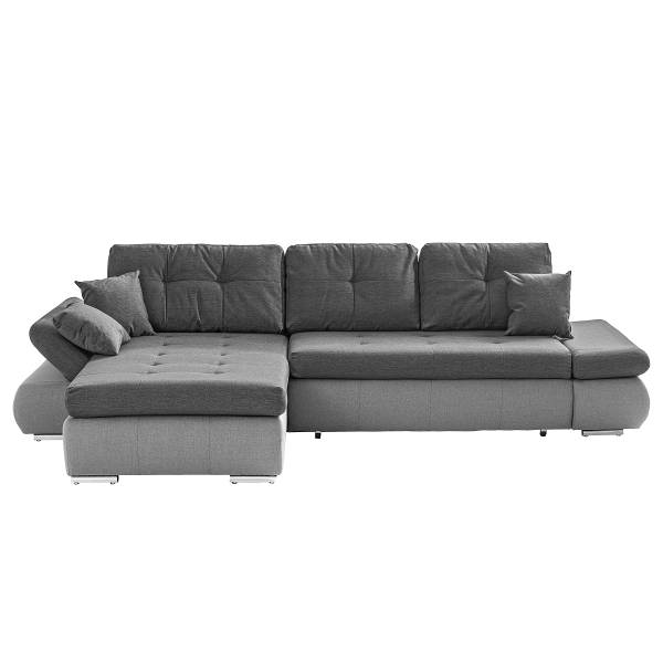 Ecksofa Lepelle mit Schlaffunktion Grau - Webstoff - 302 x 87 x 187 cm