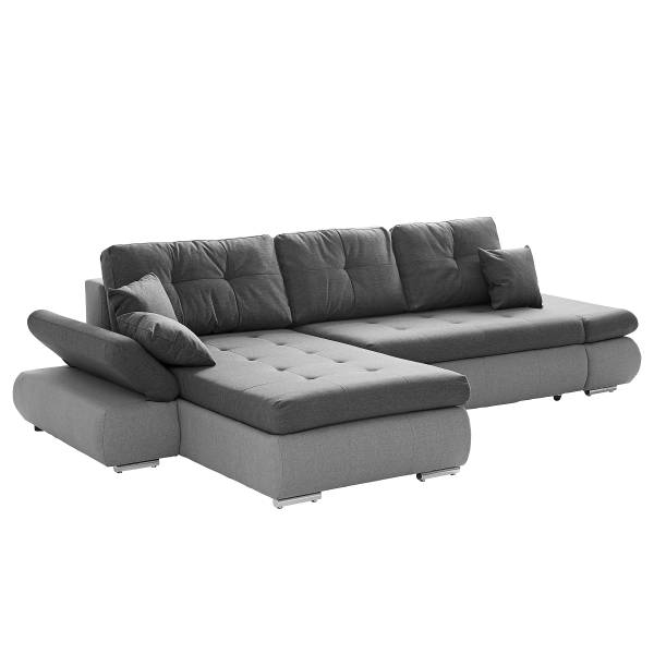 Ecksofa Lepelle mit Schlaffunktion Grau - Webstoff - 302 x 87 x 187 cm