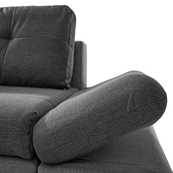 Ecksofa Lepelle mit Schlaffunktion Grau - Webstoff - 302 x 87 x 187 cm