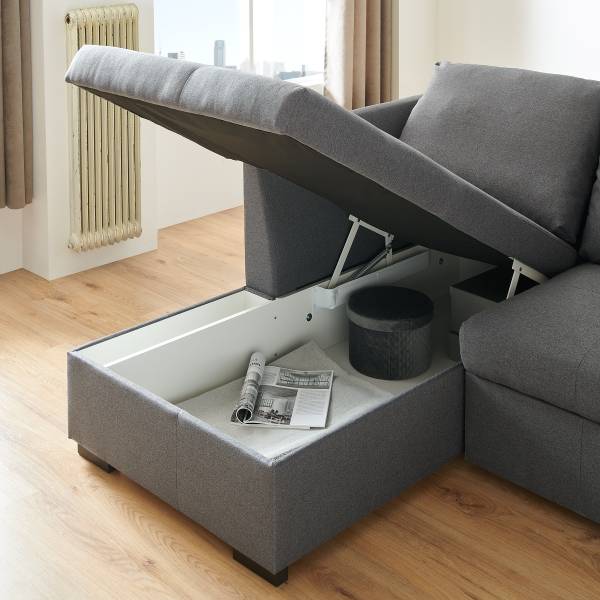Ecksofa Marabau mit Schlaffunktion Longchair davorstehend links