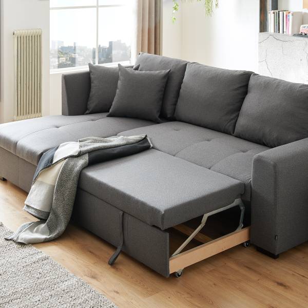 Ecksofa Marabau mit Schlaffunktion Longchair davorstehend links