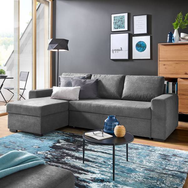 Divano letto angolare Peiya Microfibra Sole: grigio antico