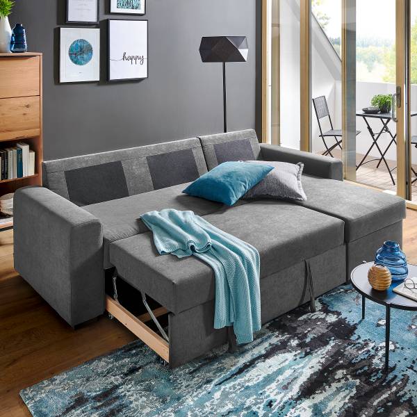 Divano letto angolare Peiya Microfibra Sole: grigio antico