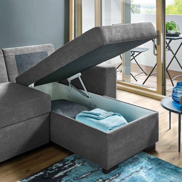 Divano letto angolare Peiya Microfibra Sole: grigio antico