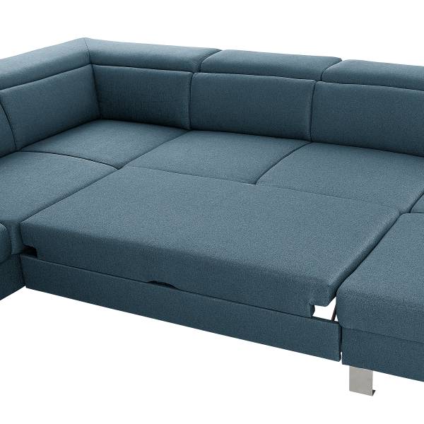 Divano letto panoramico Kenic Tessuto Rigani: blu - Longchair preimpostata a destra / penisola a sinistra