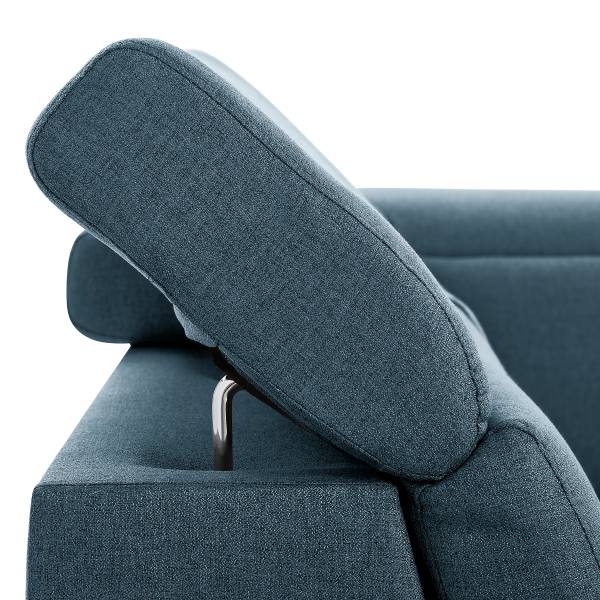 Divano letto panoramico Kenic Tessuto Rigani: blu - Longchair preimpostata a destra / penisola a sinistra