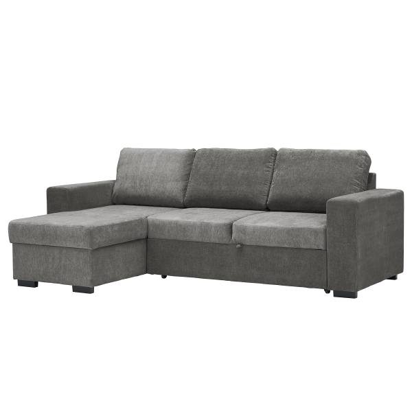 Ecksofa Lazos mit Schlaffunktion Webstoff Maris: Anthrazit