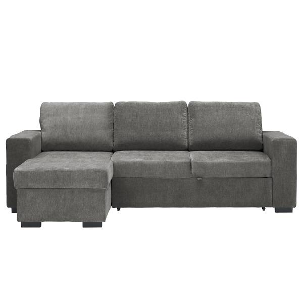 Ecksofa Lazos mit Schlaffunktion Webstoff Maris: Anthrazit