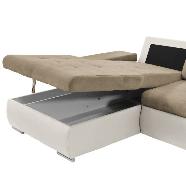 Divano letto angolare Jugor Talpa / Bianco - Longchair preimpostata a sinistra