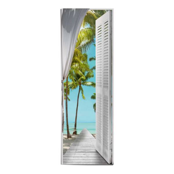 Poster Vue tropicale Papier - Bleu