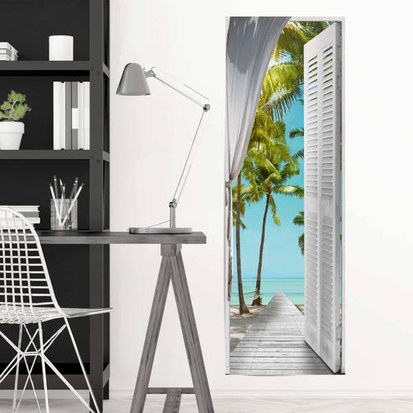Poster Vue tropicale Papier - Bleu