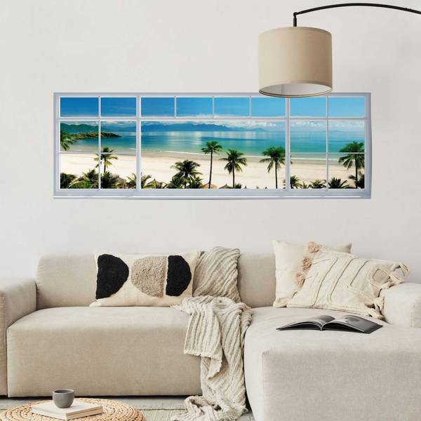 Poster Chambre avec vue sur mer Papier - Bleu