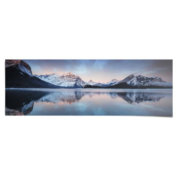 Poster Lever du soleil sur un lac Papier - Bleu