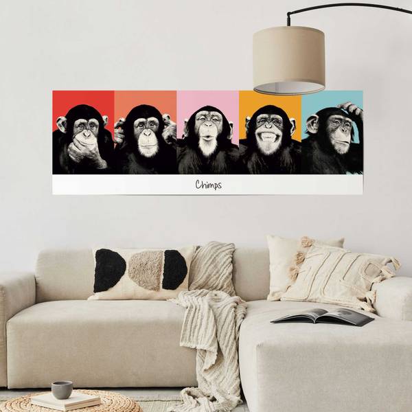Poster Schimpanse Carta - Multicolore