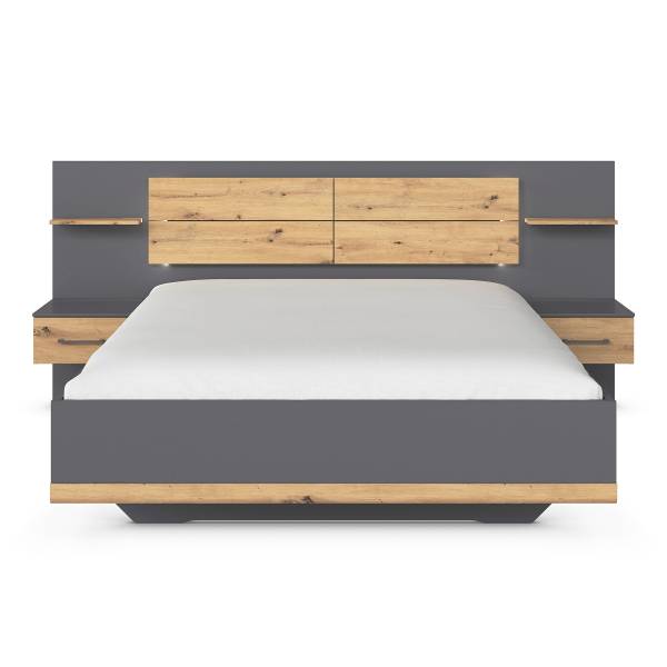 Beleuchtete Bettanlage Boston Extra Graumetallic - 160 x 200cm