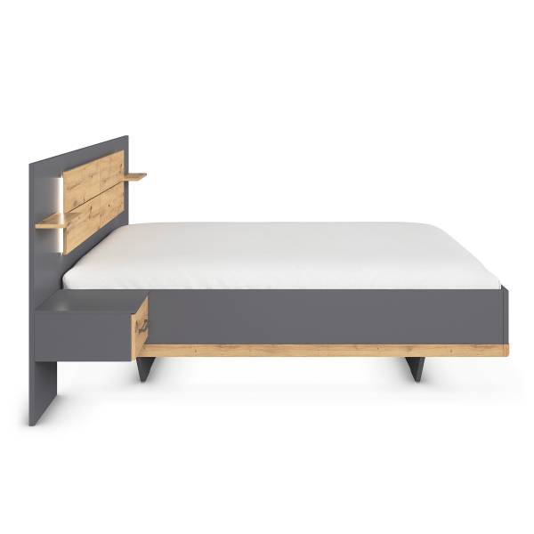 Beleuchtete Bettanlage Boston Extra Graumetallic - 160 x 200cm