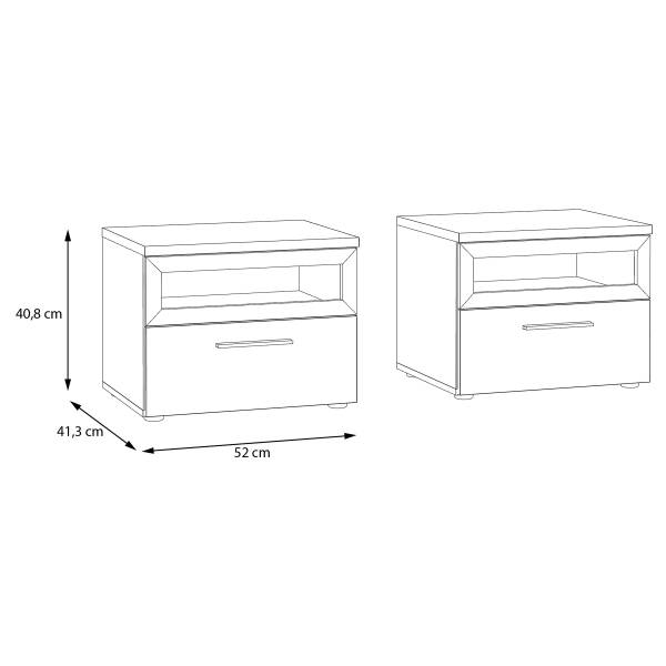 Nachtkommode Mazanil Weiß / Eiche Mauvella Dekor