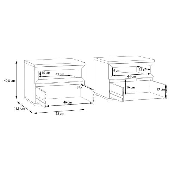 Nachtkommode Mazanil Weiß / Eiche Mauvella Dekor