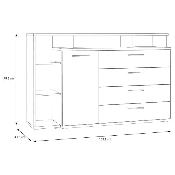 Kommode Mazanil Weiß / Eiche Mauvella Dekor
