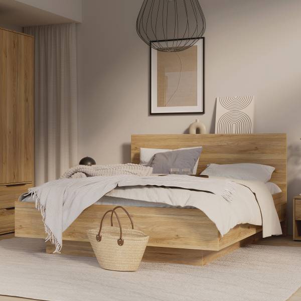 Bedframe Peradam Mauvella eikenhouten look