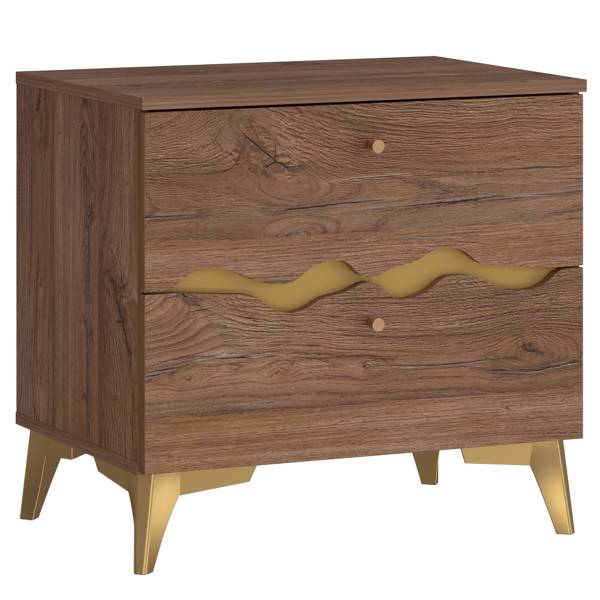 Comodino Anaffou Effetto rovere scuro / oro