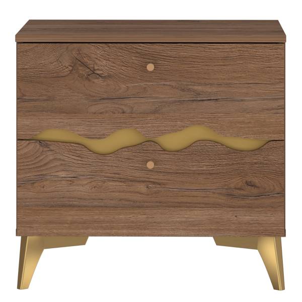Comodino Anaffou Effetto rovere scuro / oro