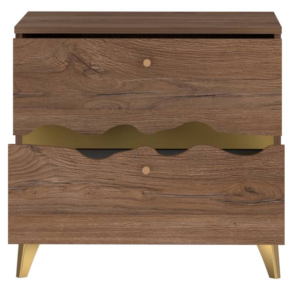 Comodino Anaffou Effetto rovere scuro / oro