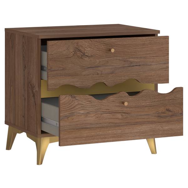 Comodino Anaffou Effetto rovere scuro / oro