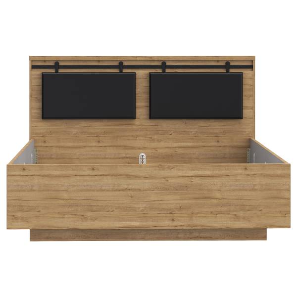 Struttura letto Tallberg Similpelle - Effetto rovere scuro / Nero - 160 x 200cm