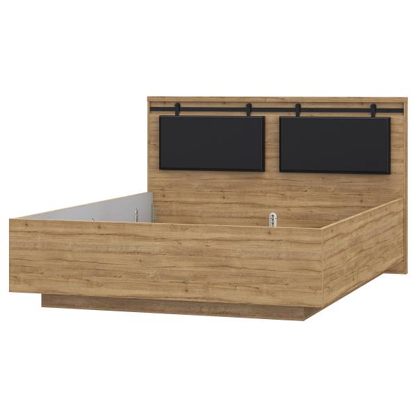 Struttura letto Tallberg Similpelle - Effetto rovere scuro / Nero - 160 x 200cm