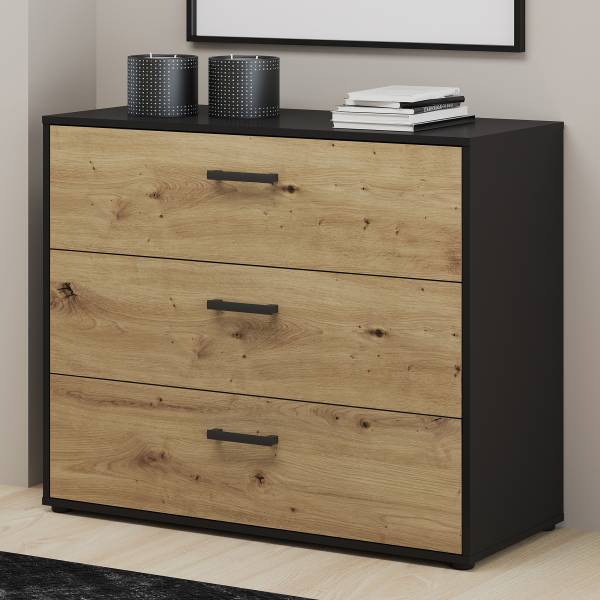 Comò Sandora Effetto rovere Artisan / Nero