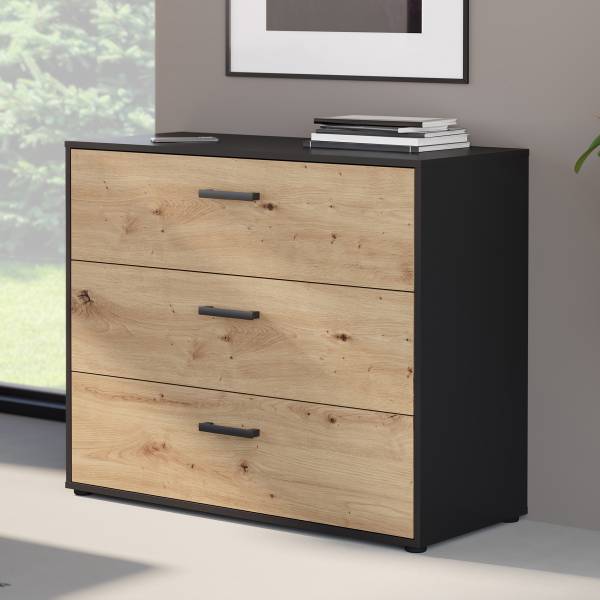 Comò Sandora Effetto rovere Artisan / Nero