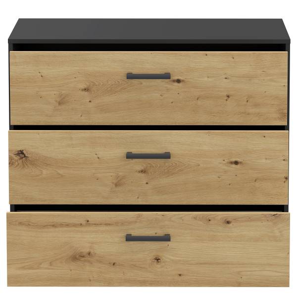 Comò Sandora Effetto rovere Artisan / Nero