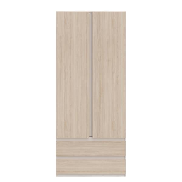 Drehtürenschrank Kalumi mit Schubladen Eiche Hell Dekor / Kaschmir