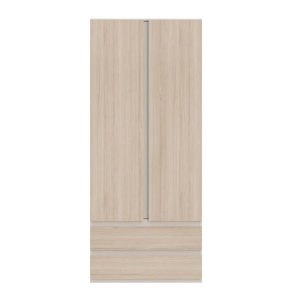 Drehtürenschrank Kalumi mit Schubladen Eiche Hell Dekor / Kaschmir